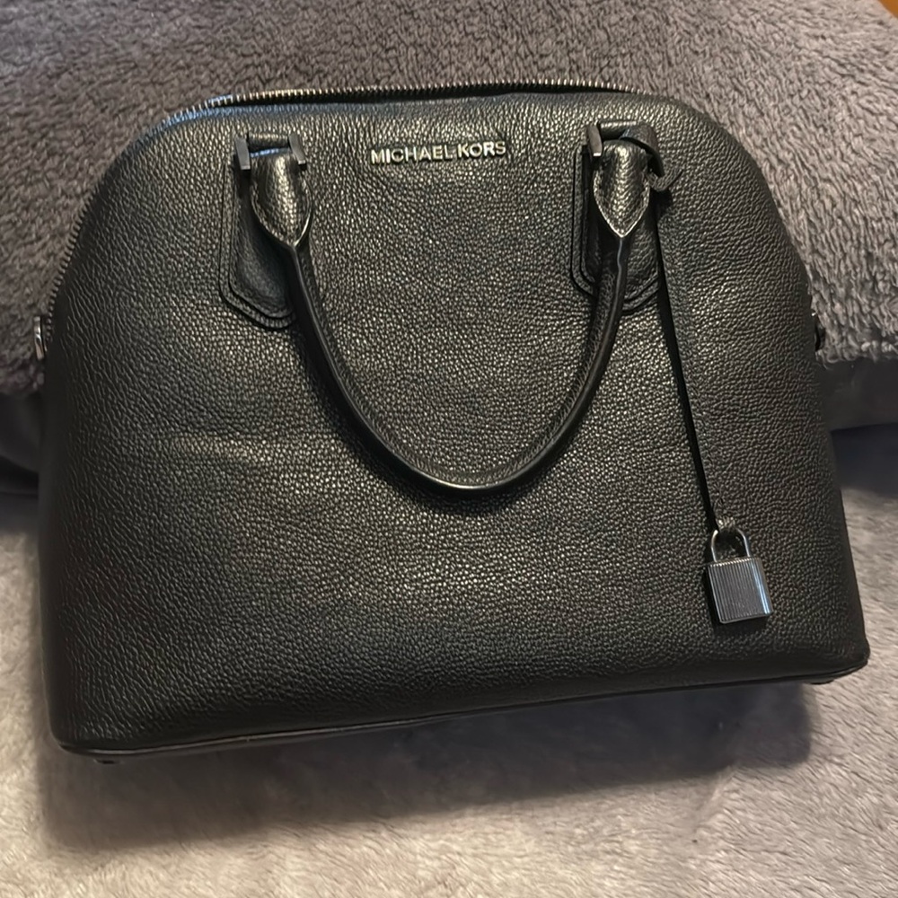 Michael Kors Medium Black Leather Dome Satchel